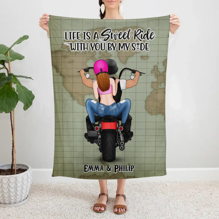 Life Is A Sweet Ride - Personalized Blanket For Couples, Him, Her, Motorcycle Lovers