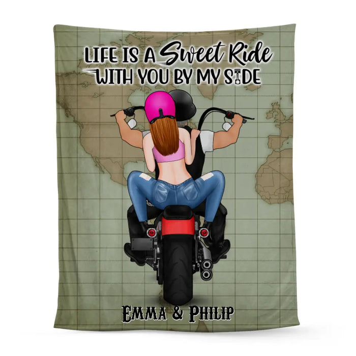 Life Is A Sweet Ride - Personalized Blanket For Couples, Him, Her, Motorcycle Lovers