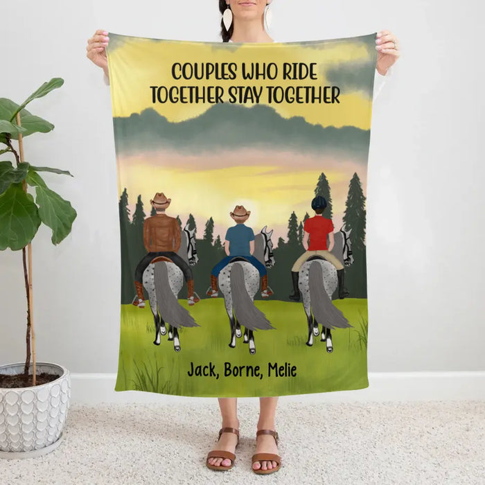 Horse Riding With Kids - Personalized Blanket For For Kids, Family, Horseback Riding