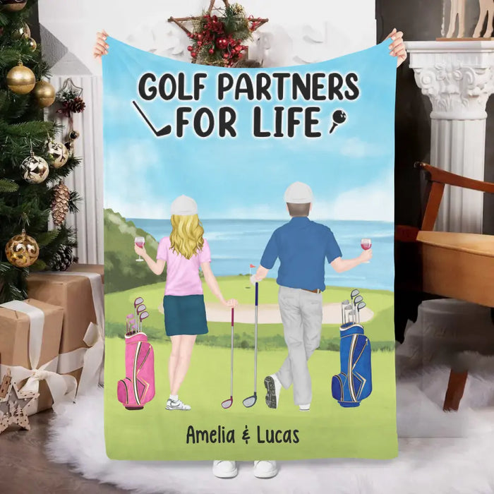 Golf Partners For Life - Personalized Blanket For Couples, Friends, Golf