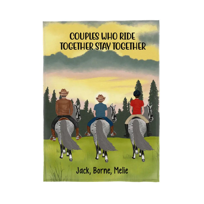 Horse Riding With Kids - Personalized Blanket For For Kids, Family, Horseback Riding