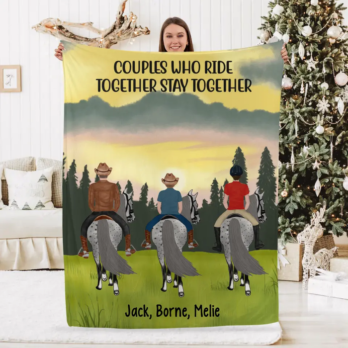 Horse Riding With Kids - Personalized Blanket For For Kids, Family, Horseback Riding