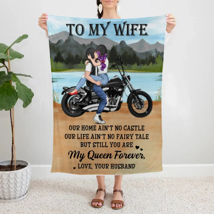 To My Wife - Personalized Blanket For Couples, For Wife, For Husband, Motorcycle Lovers