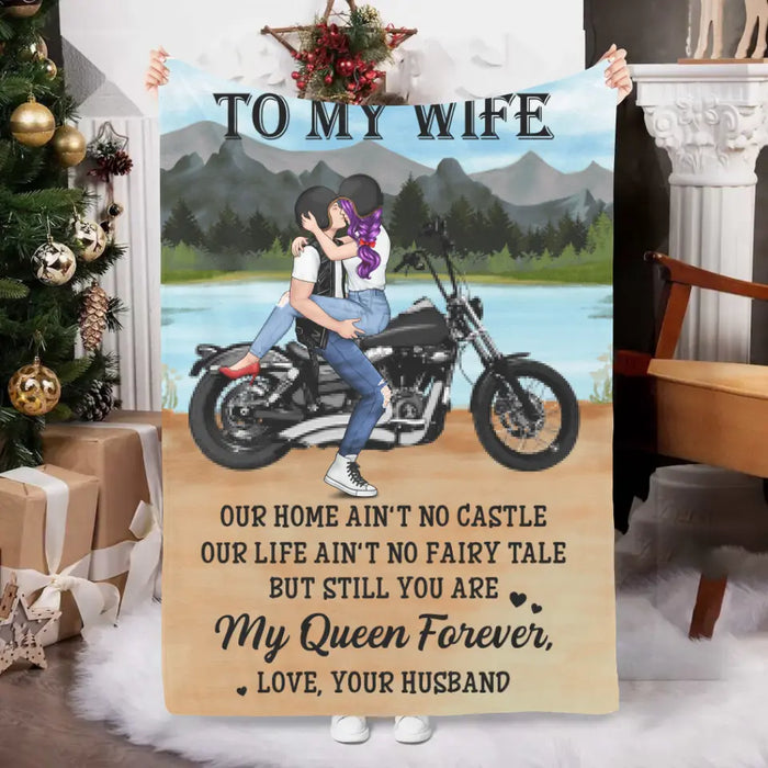 To My Wife - Personalized Blanket For Couples, For Wife, For Husband, Motorcycle Lovers