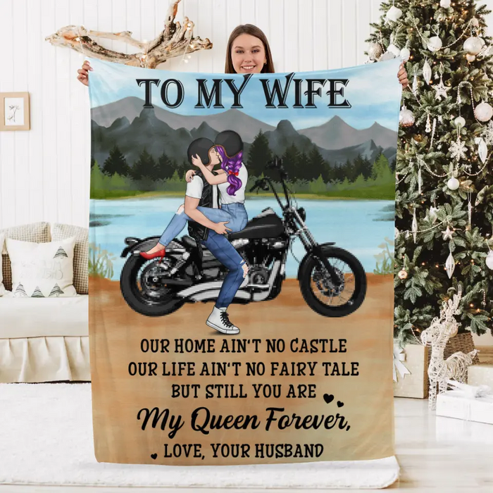 To My Wife - Personalized Blanket For Couples, For Wife, For Husband, Motorcycle Lovers