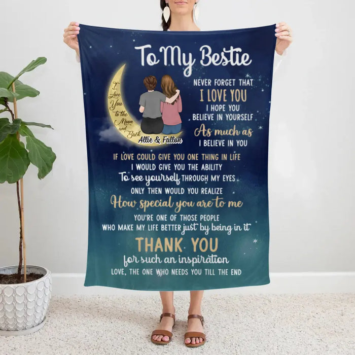 I Love You To The Moon And Back - Personalized Blanket For Friends, For Her