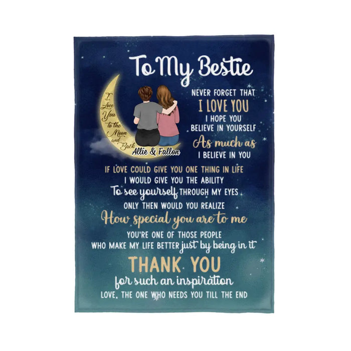 I Love You To The Moon And Back - Personalized Blanket For Friends, For Her