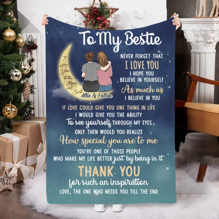 I Love You To The Moon And Back - Personalized Blanket For Friends, For Her