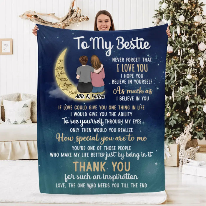 I Love You To The Moon And Back - Personalized Blanket For Friends, For Her