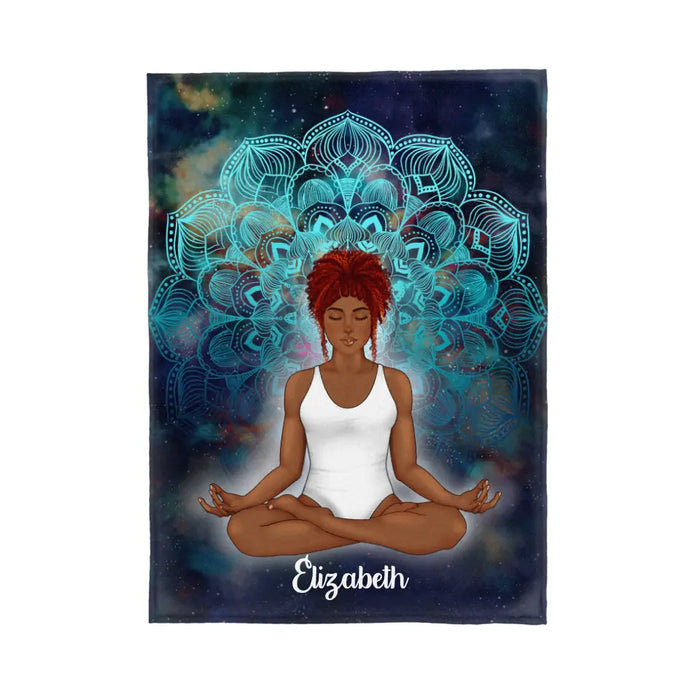 Personalized Blanket, Yoga Mandala Girl, Gift For Yoga Lovers