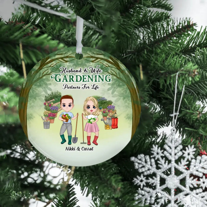 Husband & Wife Gardening Partners For Life - Personalized Gifts Custom Ornament For Couples, Gardening Lovers