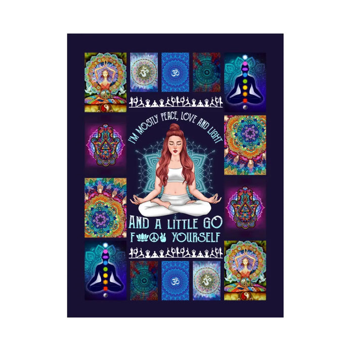 Personalized Blanket, I'm Mostly Peace Love And Light And A Little Go, Gift For Yoga Lovers