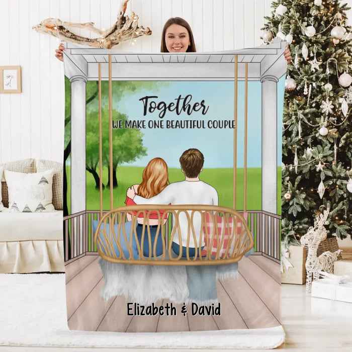 Personalized Blanket, Couple Sitting On Swing, Together We Make One Beautiful Couple, Couple Gift, Gift For Her, Gift For Him