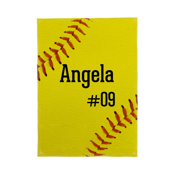 Personalized Softball Blanket With Name, Custom Baseball Blanket, Gift For Kids