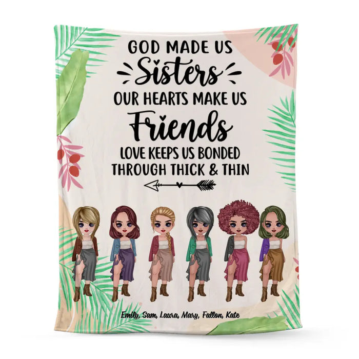 Personalized Blanket, Up To 6 Girls, Gift For Sisters, Friends, God Made Us Sisters