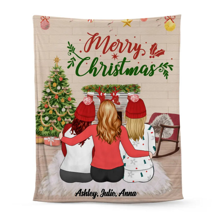 Personalized Blanket, Merry Christmas Girls, Xmas Gift for Sisters, Best Friends