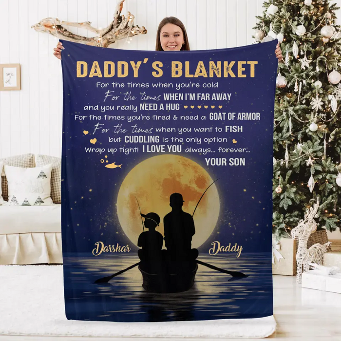 Personalized Blanket, Fishing Daddy's Blanket - I Love You Always And Forever, Gift For Family And Fishing Lovers