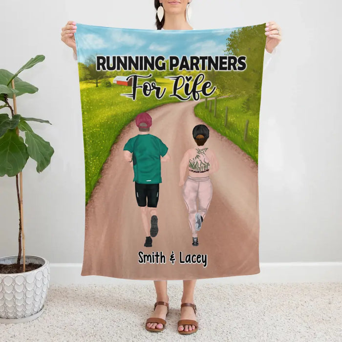 Personalized Blanket, Running Partners For Life, Gift For Running Couple And Friends