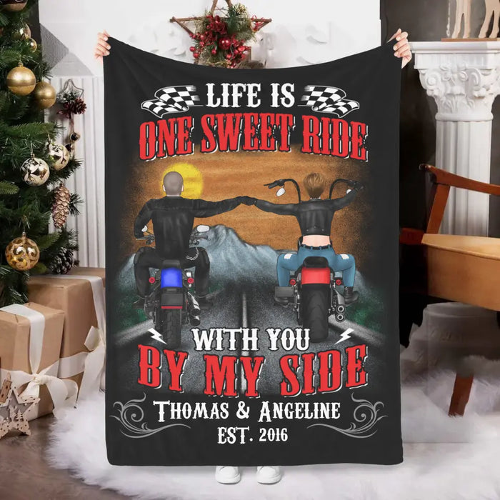 Personalized Blanket, Happily Married And Loying Every Mile Of It, Gift For Motorcycle Lovers