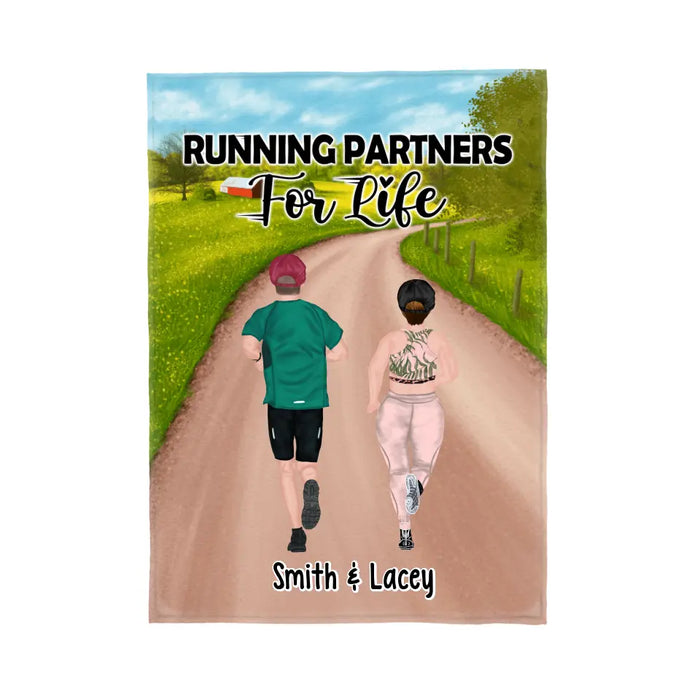 Personalized Blanket, Running Partners For Life, Gift For Running Couple And Friends