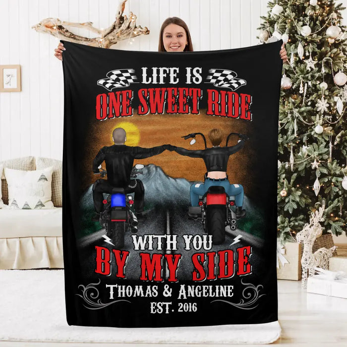 Personalized Blanket, Happily Married And Loying Every Mile Of It, Gift For Motorcycle Lovers