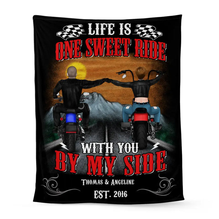 Personalized Blanket, Happily Married And Loying Every Mile Of It, Gift For Motorcycle Lovers