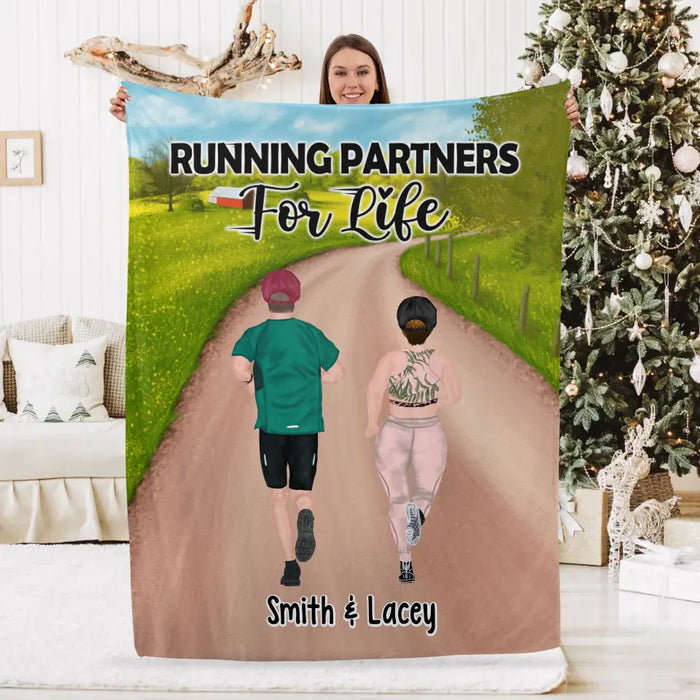 Personalized Blanket, Running Partners For Life, Gift For Running Couple And Friends