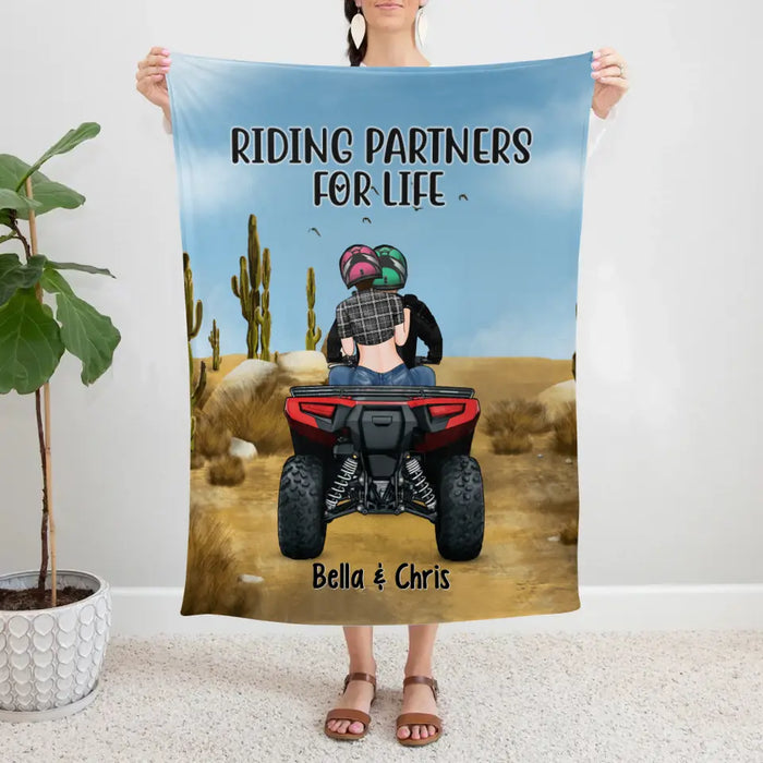 Personalized Blanket, All-Terrain Vehicle Riding Partners, Gift for ATV Quad Bike Couples