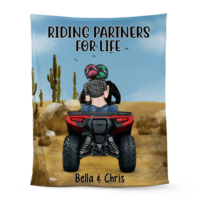 Personalized Blanket, All-Terrain Vehicle Riding Partners, Gift for ATV Quad Bike Couples