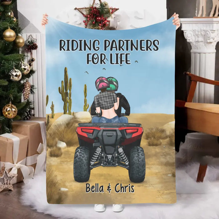 Personalized Blanket, All-Terrain Vehicle Riding Partners, Gift for ATV Quad Bike Couples