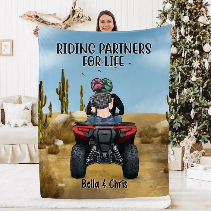 Personalized Blanket, All-Terrain Vehicle Riding Partners, Gift for ATV Quad Bike Couples