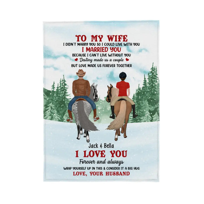 Personalized Blanket, To My Wife, To My Husband - Horse Riding Couple Gift, Christmas Gift For Him, Gift For Her, Gift For Horse Lovers