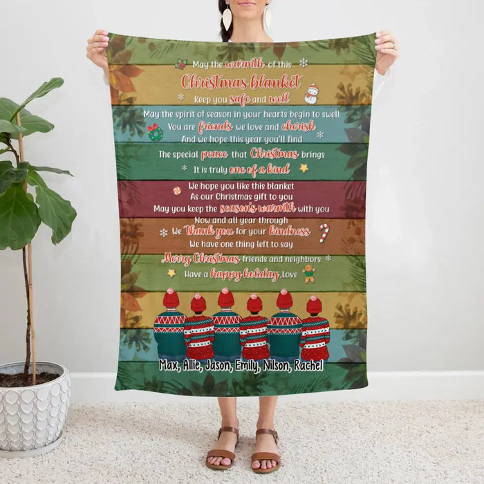 Personalized Blanket, Up To 6 People, Merry Christmas Friends And Neighbors, Christmas Gift For Friends, Colleagues, Neighbors