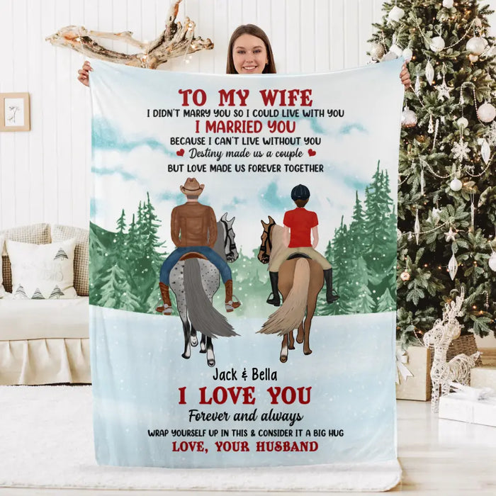 Personalized Blanket, To My Wife, To My Husband - Horse Riding Couple Gift, Christmas Gift For Him, Gift For Her, Gift For Horse Lovers