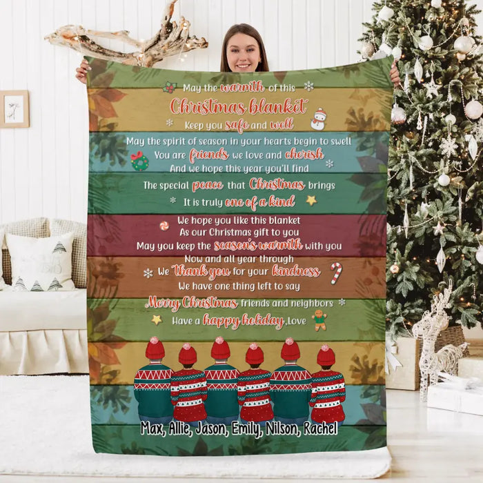 Personalized Blanket, Up To 6 People, Merry Christmas Friends And Neighbors, Christmas Gift For Friends, Colleagues, Neighbors