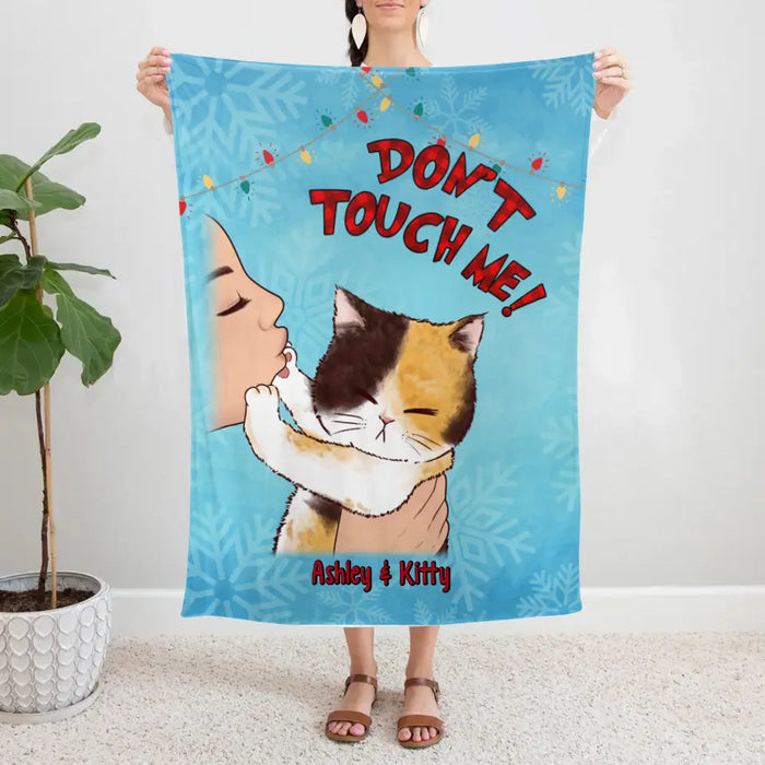 Personalized Blanket, Cat No Kisses, Christmas Gift For Cat Lovers