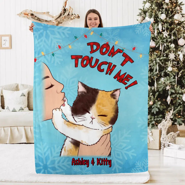 Personalized Blanket, Cat No Kisses, Christmas Gift For Cat Lovers