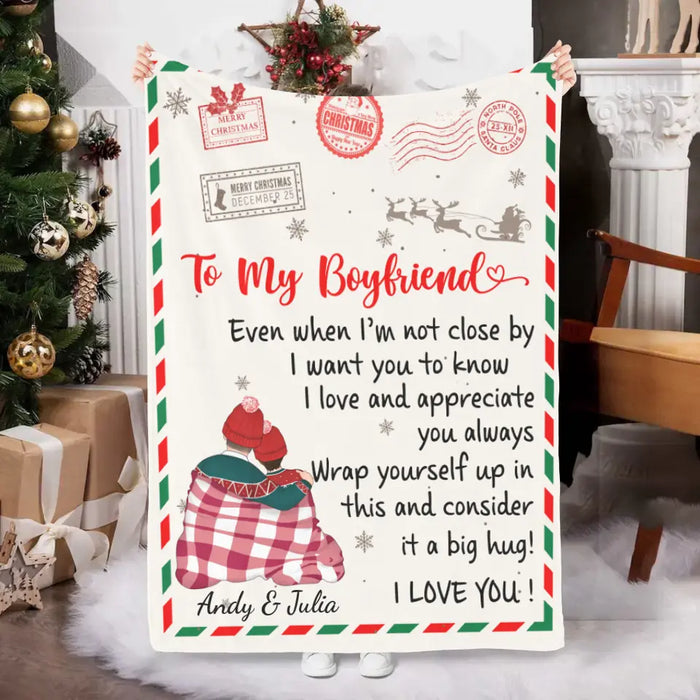 Personalized Blanket, To My Boyfriend Letter, Christmas Gift For Boyfriend, Gift For Him, Couple