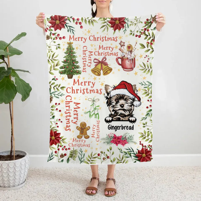 Personalized Blanket, Up To 6 Dogs, Merry Christmas, Christmas Gift For Dog Lovers