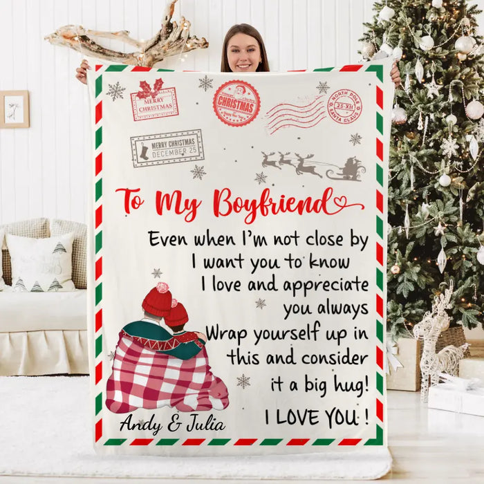 Personalized Blanket, To My Boyfriend Letter, Christmas Gift For Boyfriend, Gift For Him, Couple