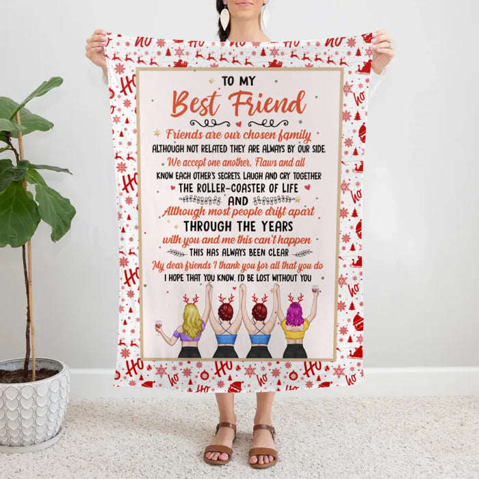 Personalized Blanket, Up To 4 Girls, To My Best Friend, Christmas Theme, Christmas Gift For Friends, Sisters