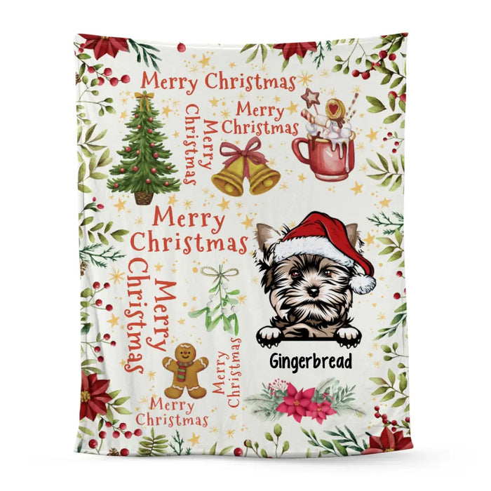 Personalized Blanket, Up To 6 Dogs, Merry Christmas, Christmas Gift For Dog Lovers