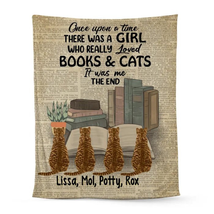 Personalized Blanket, A Girl Who Loved Books And Cats, Gift For Book And Cat Lovers