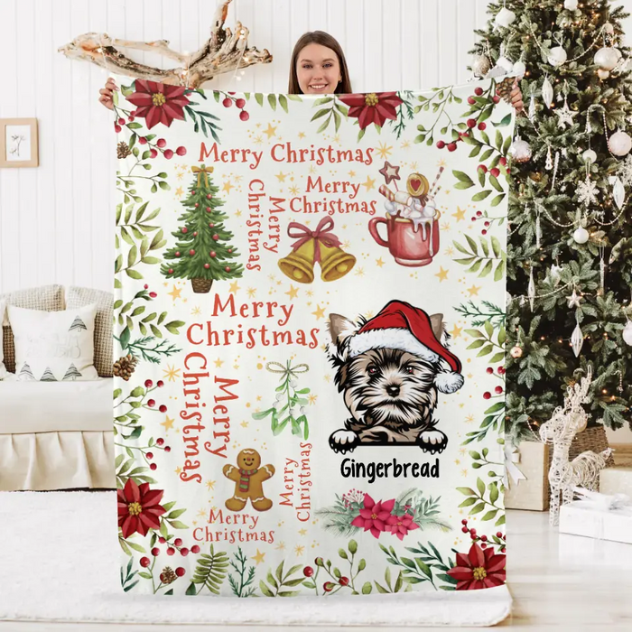 Personalized Blanket, Up To 6 Dogs, Merry Christmas, Christmas Gift For Dog Lovers