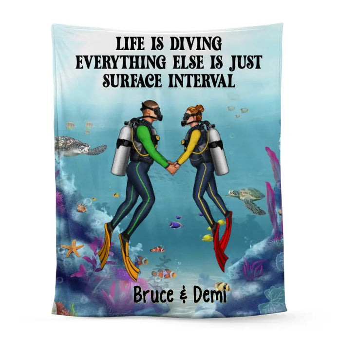 Personalized Blanket, Scuba Diving Couple and Friends, Gift for Scuba Diving Lovers