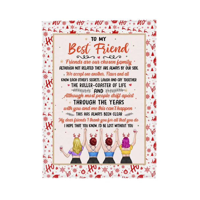 Personalized Blanket, Up To 4 Girls, To My Best Friend, Christmas Theme, Christmas Gift For Friends, Sisters