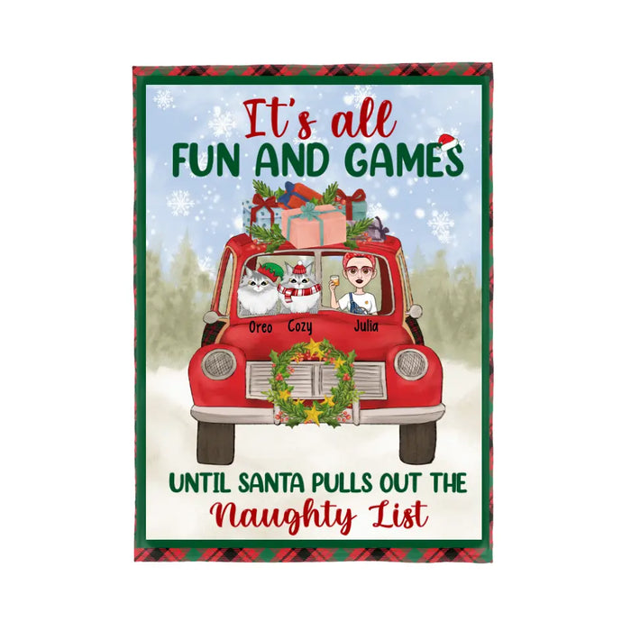 It's All Fun and Games - Christmas Personalized Gifts Custom Blanket for Cat Mom, Cat Lovers