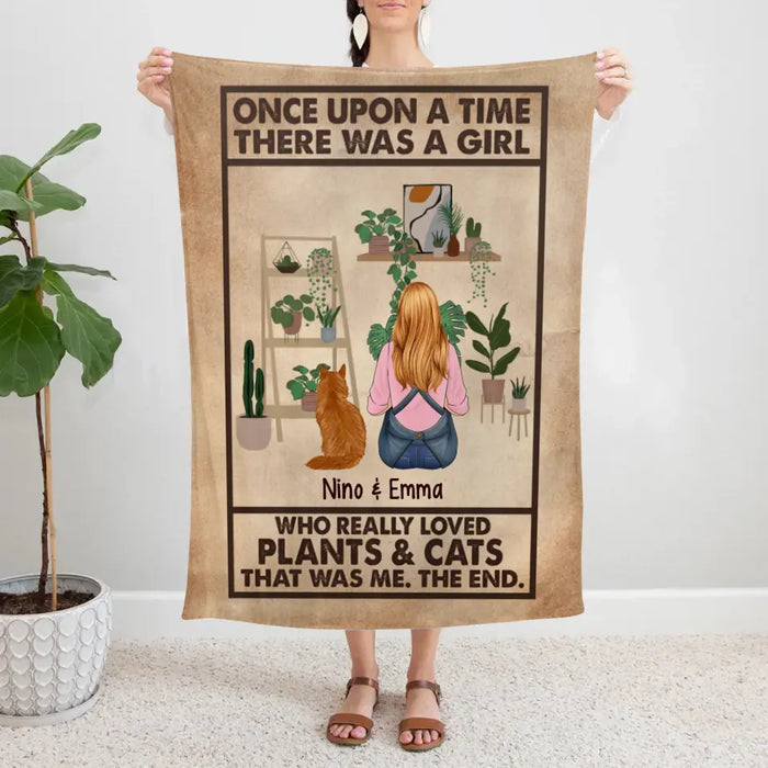 Personalized Blanket, A Girl Who Really Loved Plants And Cats, Gift For Gardeners And Cat Lovers