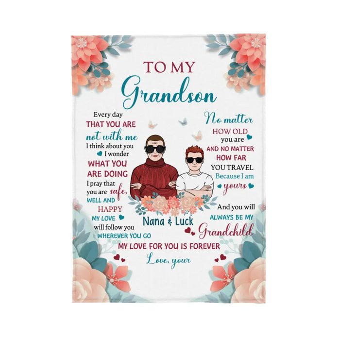 To My Grandson/Granddaughter from Grandma - Personalized Gifts Custom Blanket for Grandson, for Granddaughter