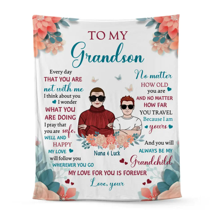 To My Grandson/Granddaughter from Grandma - Personalized Gifts Custom Blanket for Grandson, for Granddaughter